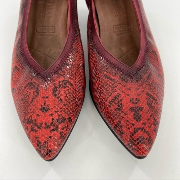 Hispanitas Selene Pointed Toe Leather Pumps Red Snake Size 40 9 US - Picture 6 of 16